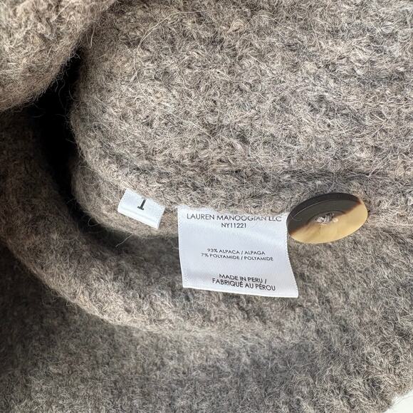Lauren Manoogian Waffle Knit Alpaca Sleeveless Cardigan Sweater Vest Gray Size 1 - Picture 7 of 8